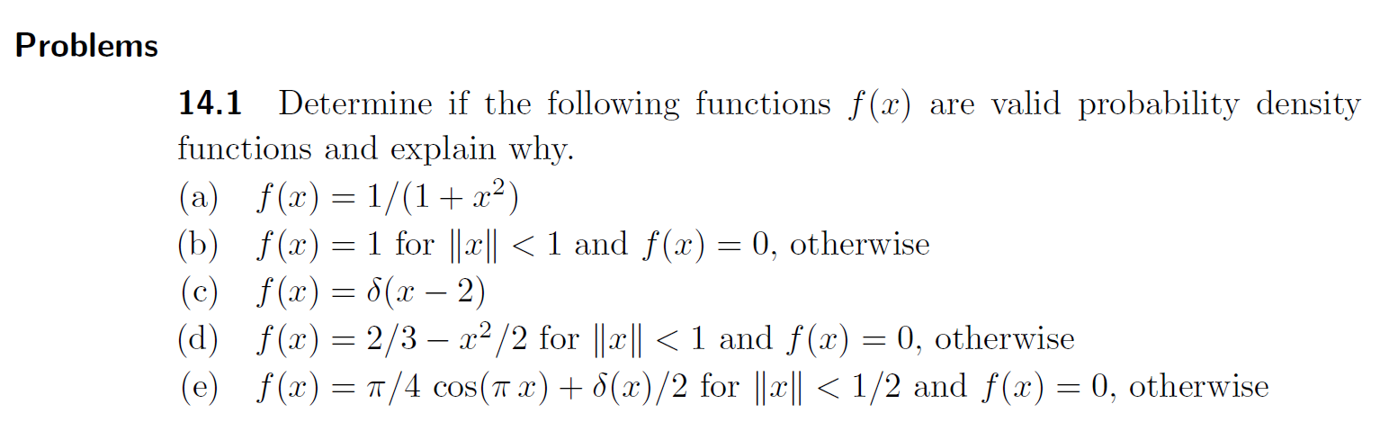 Solved Problems 14.1 Determine if the following functions | Chegg.com