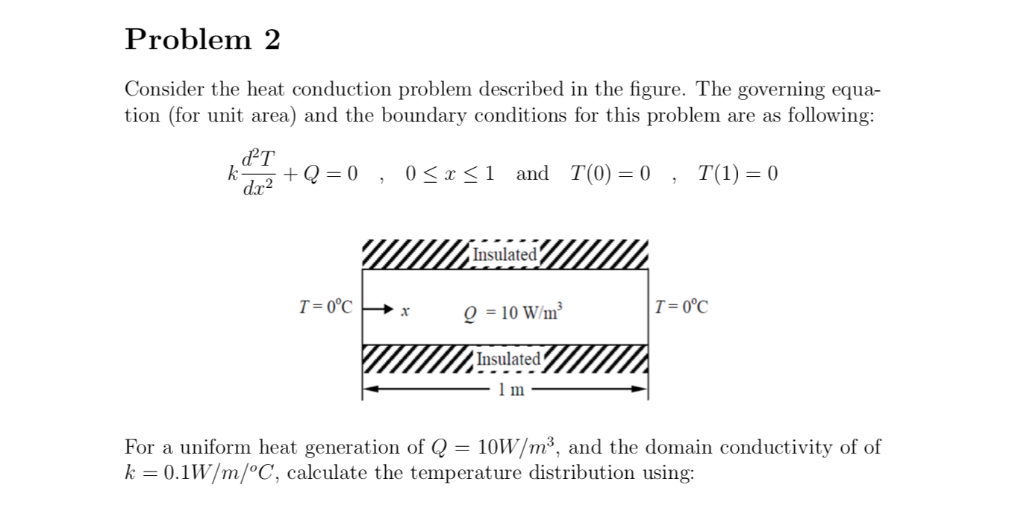 Problem 2 Consider the heat conduction problem | Chegg.com