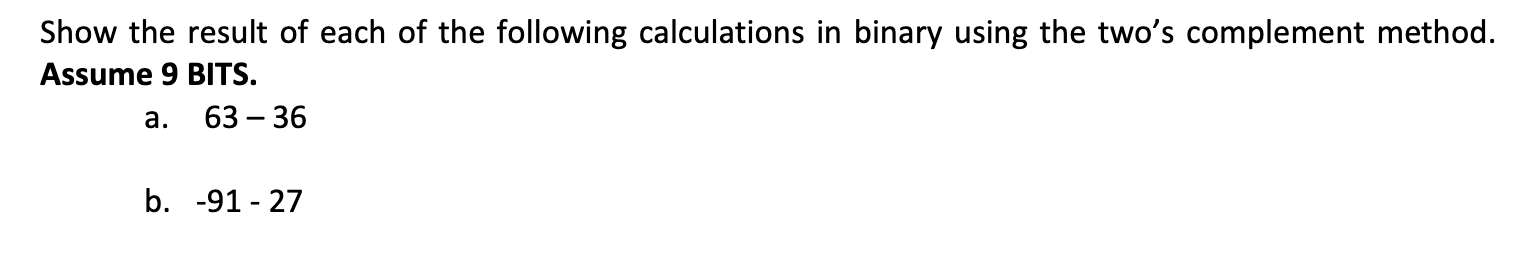 Solved Show the result of each of the following calculations | Chegg.com