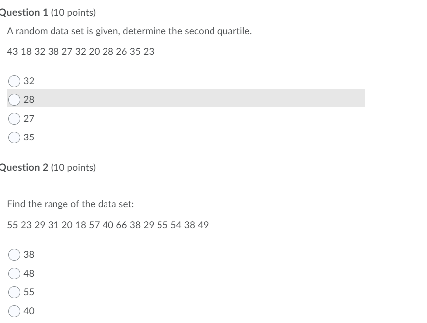 Solved Question 1 (10 points) A random data set is given, | Chegg.com