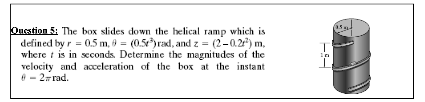 Solved Question 5: The box slides down the helical ramp | Chegg.com