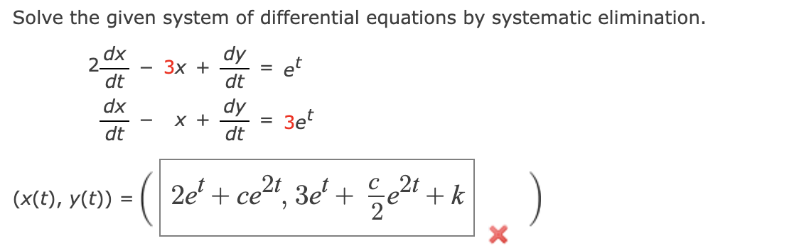 Solved Solve the given system of differential equations by | Chegg.com