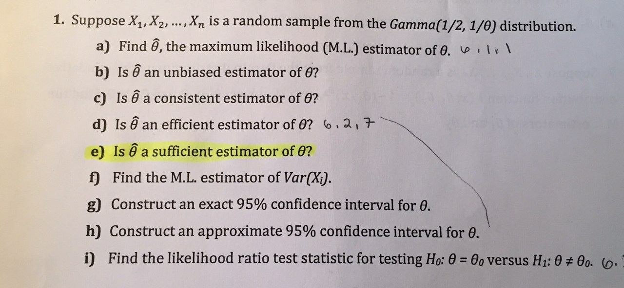 Solved 1. Suppose X1, X2, ...,Xn Is A Random Sample From The | Chegg.com