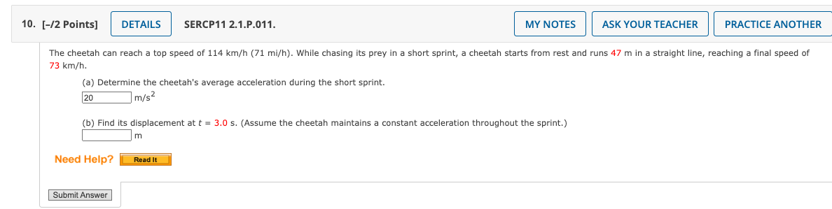 Solved The cheetah can reach a top speed of 114 | Chegg.com