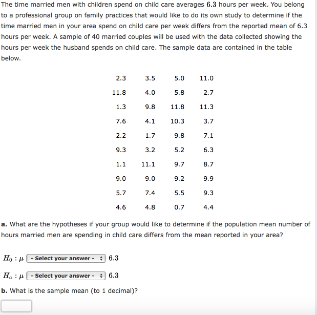 Solved The time married men with children spend on child