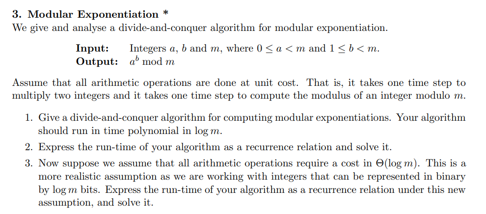 Solved Modular Exponentiation *We Give And Analyse A | Chegg.com