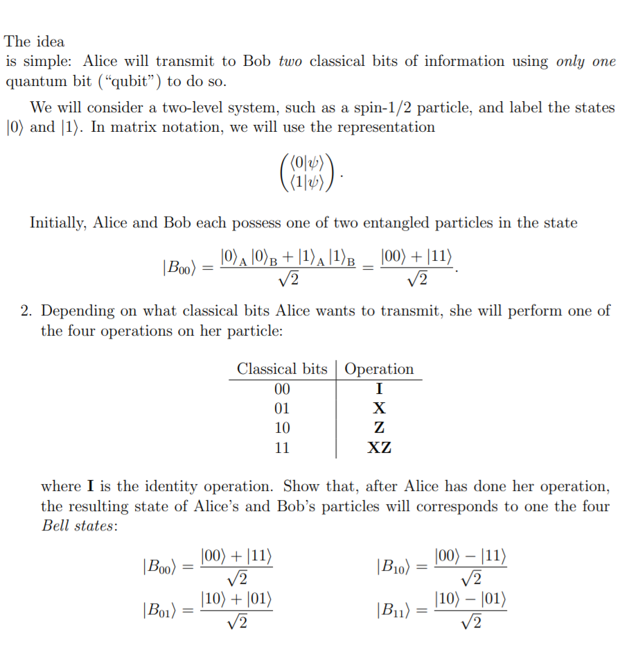 Solved The idea is simple: Alice will transmit to Bob two | Chegg.com
