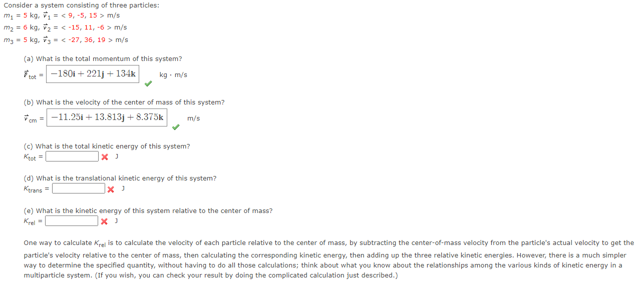 Solved Consider A System Consisting Of Three Particles: M1 = | Chegg.com