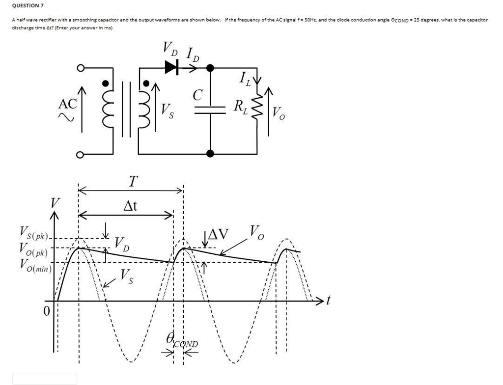 Solved A half wave rectifier with a smoothing capacitor and | Chegg.com