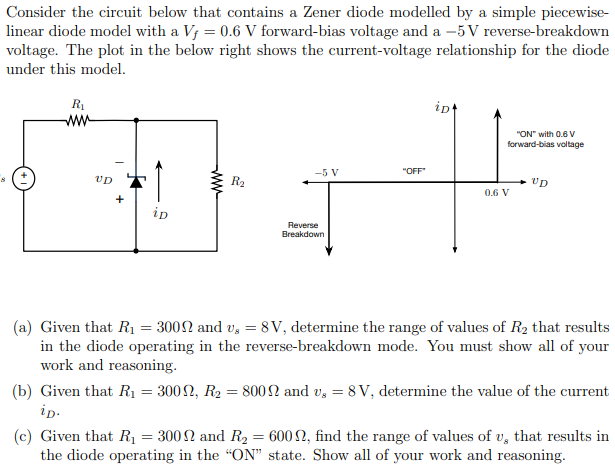 Solved Consider The Circuit Below That Contains A Zener | Chegg.com