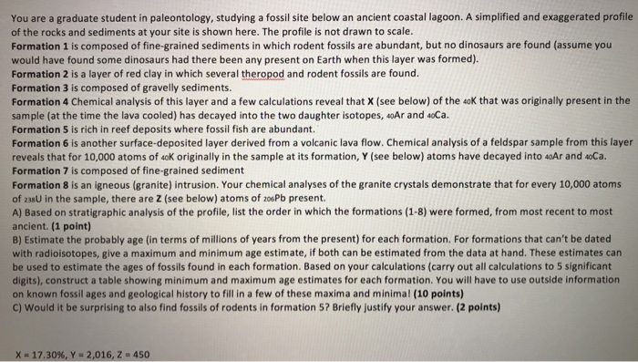 Solved You are a graduate student in paleontology, studying | Chegg.com