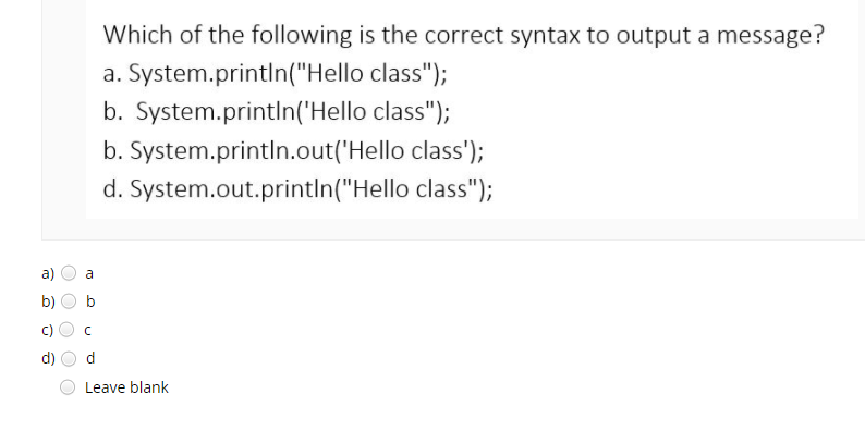 Solved Which of the following is the correct syntax to | Chegg.com