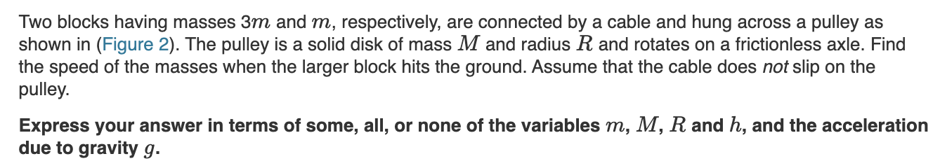 Solved Two blocks having masses 3m and m, respectively, are | Chegg.com