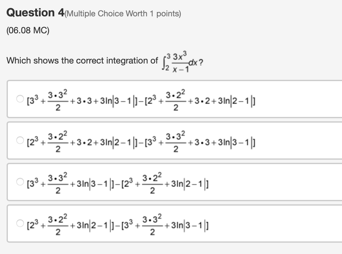 Solved Question 4(Multiple Choice Worth 1 points) (06.08 MC) | Chegg.com