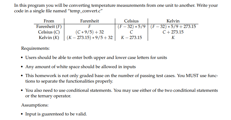 Solved In this program you will be converting temperature | Chegg.com
