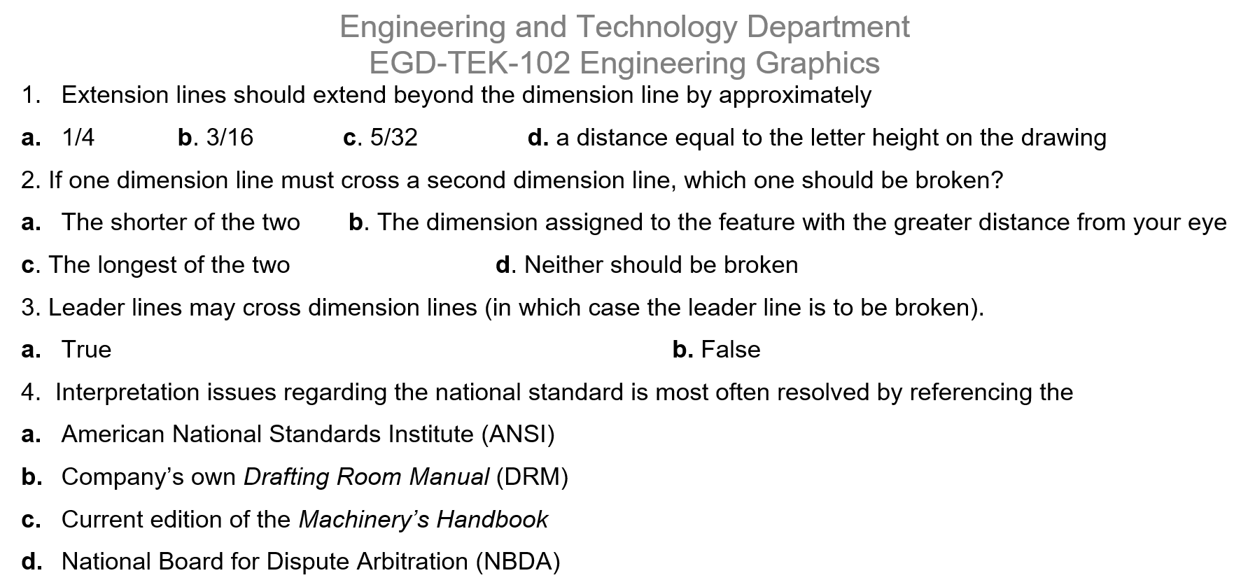 Solved Engineering and Technology Department EGDTEK102