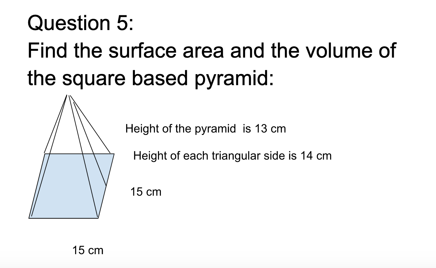 Solved Question 5: Find the surface area and the volume of | Chegg.com