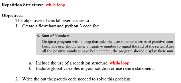 Solved Repetition Structure: while loop Objectives: The | Chegg.com