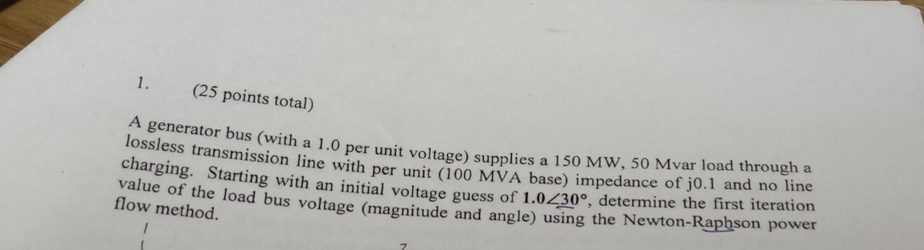 Solved 1. (25 ﻿points total)A generator bus (with a 1.0 ﻿per | Chegg.com