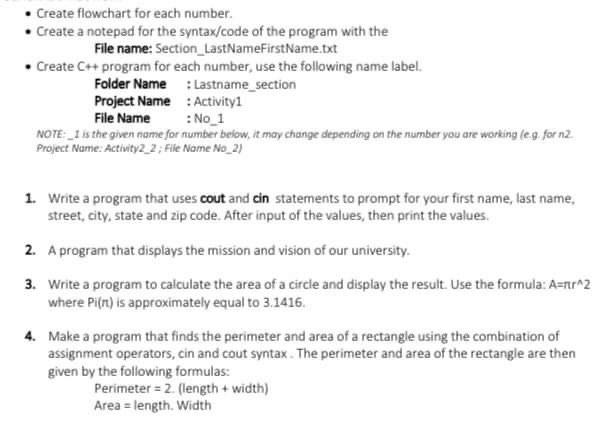Solved • Create flowchart for each number. • Create a | Chegg.com