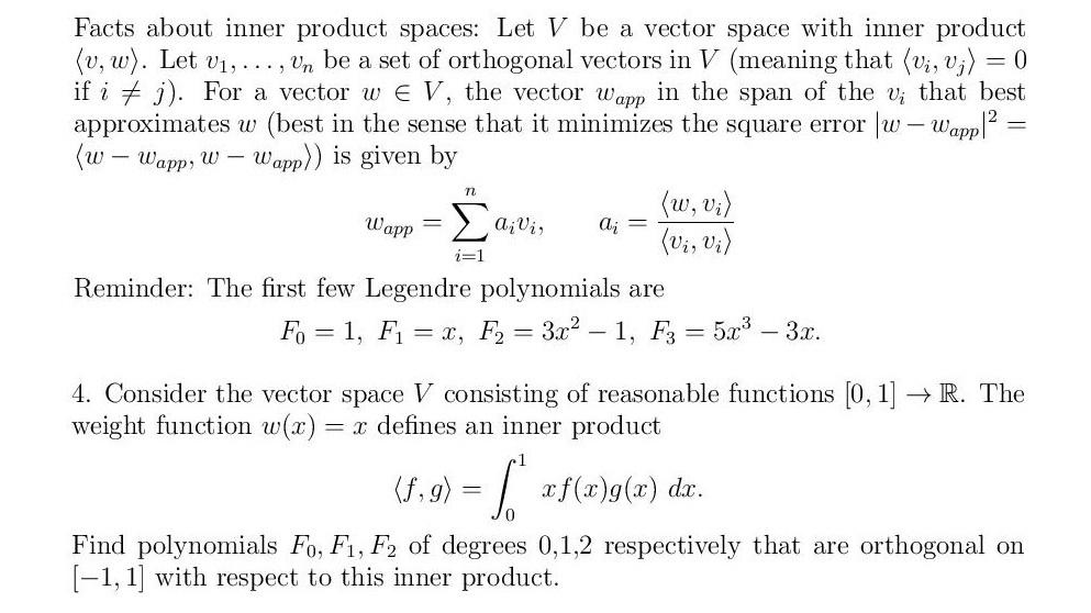 Solved Facts about inner product spaces: Let V be a vector | Chegg.com
