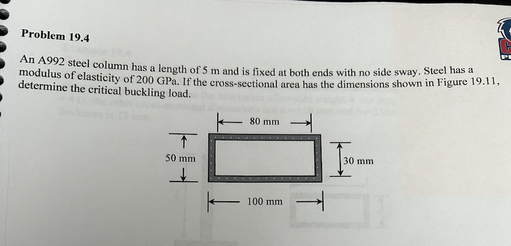 Solved An A992 steel column has a length of 5 m and is fixed | Chegg.com