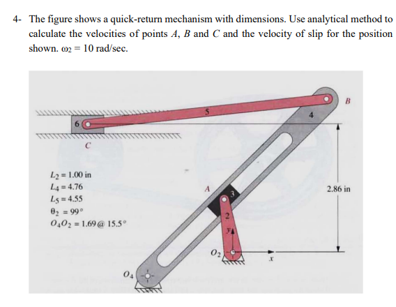 Quick Return Example Solved 4- The figure shows a quick-return mechanism with | Chegg.com