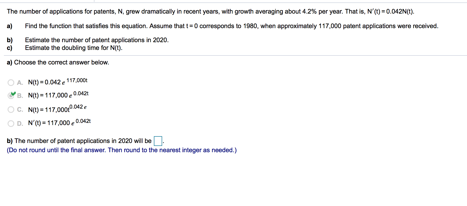 Solved The Number Of Applications For Patents N Grew Dr Chegg Com