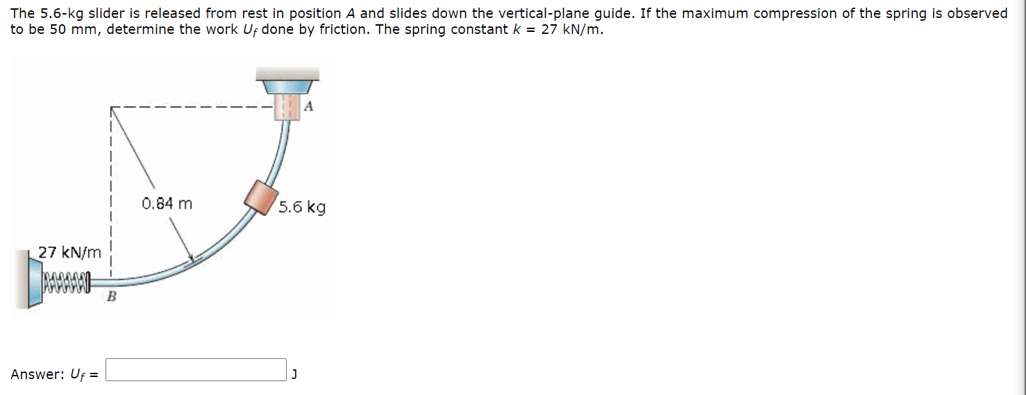 Solved The 5.6-kg slider is released from rest in position A | Chegg.com