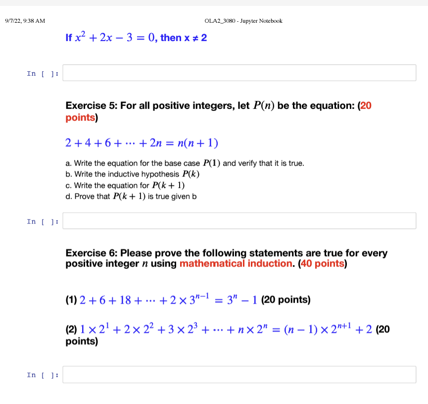 Solved Please use Proofs, Induction to finish the following | Chegg.com