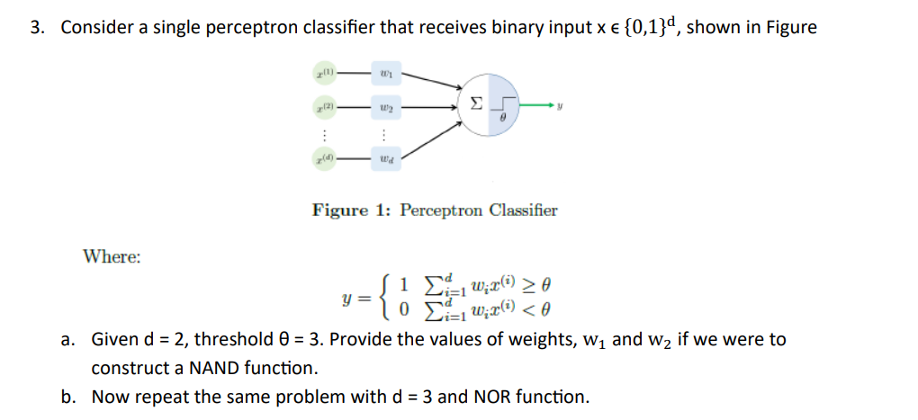 Solved Consider a single perceptron classifier that receives | Chegg.com