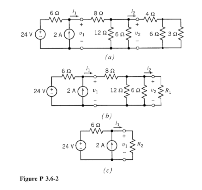 Solved 8Ω 4Ω 24 V 2 A u, 12 Ω 6Ω Figure P 3.6-2 P 3.6-2 | Chegg.com