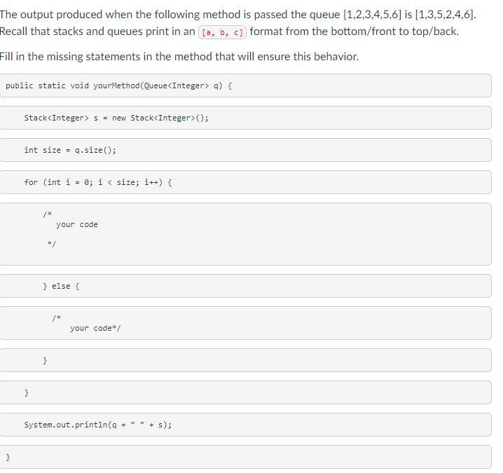 Solved The output produced when the following method is | Chegg.com