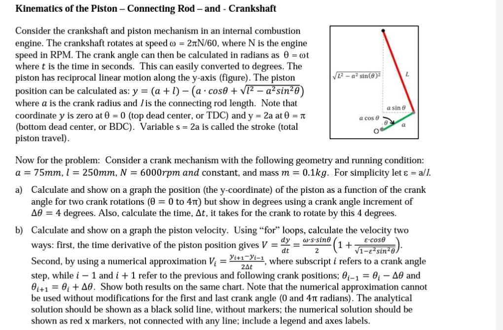 Kinematics of the Piston-Connecting Rod - and - | Chegg.com