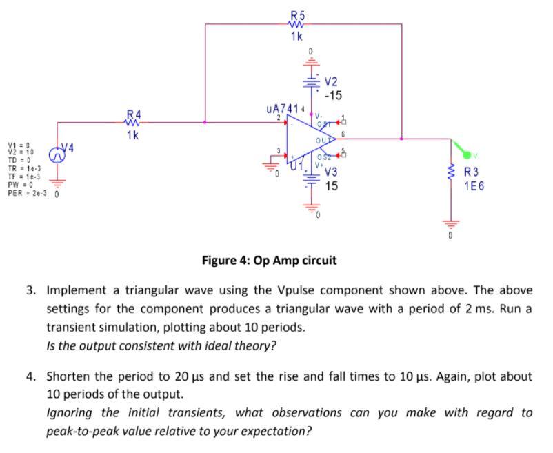 Solved R5 W 1k 0 V2 15 R4 Ua7414 On 1k 6 V1 0 V2 10 To Chegg Com