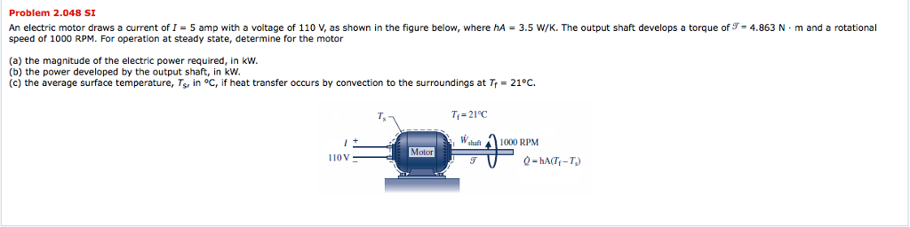 Solved Problem 2.048 SI An Electric Motor Draws A Current Of | Chegg.com