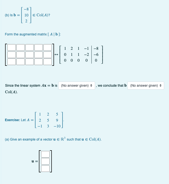 Solved The Column Space of a Matrix Let A be an m X n