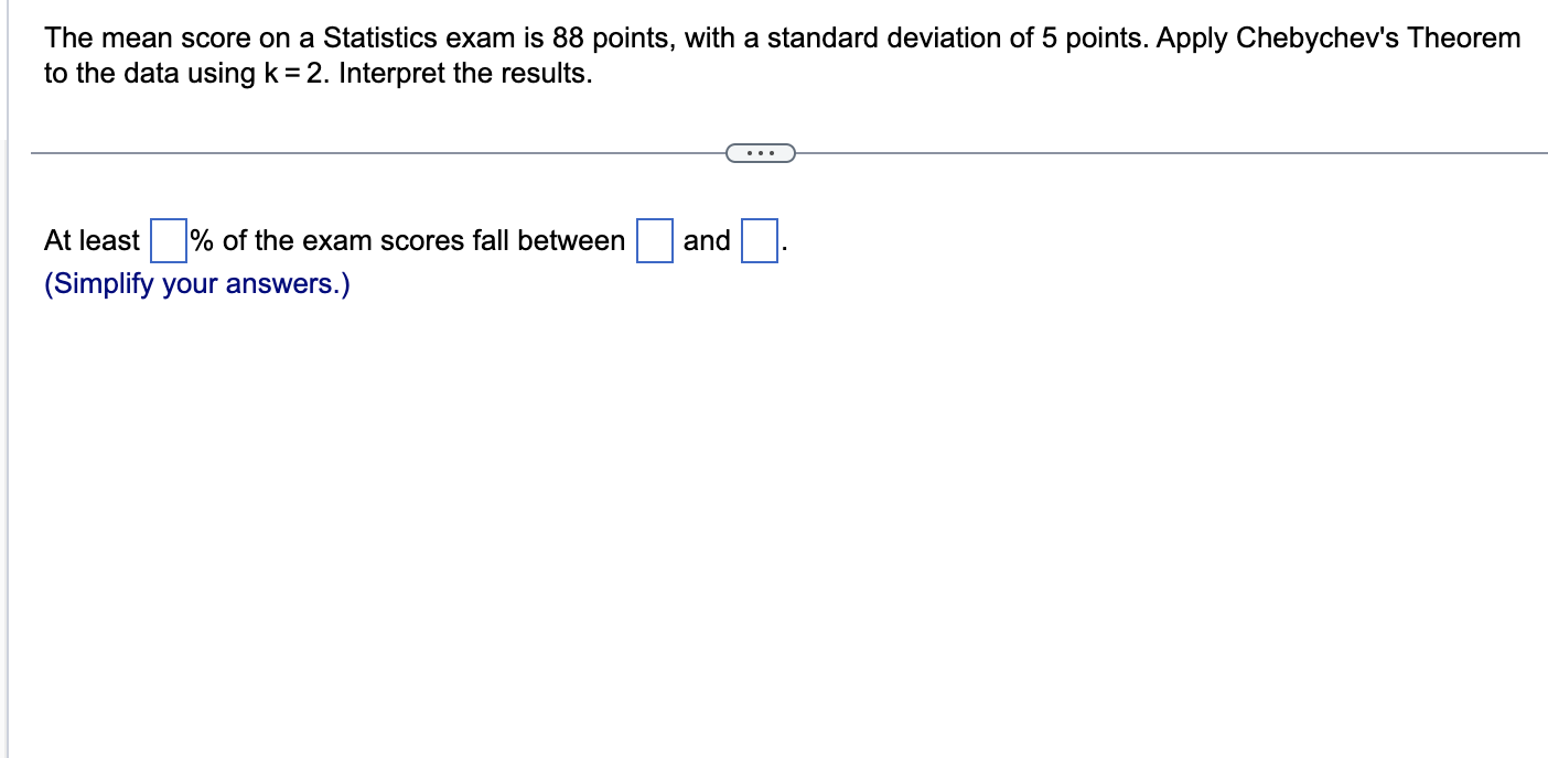 Solved The mean score on a Statistics exam is 88 points, | Chegg.com