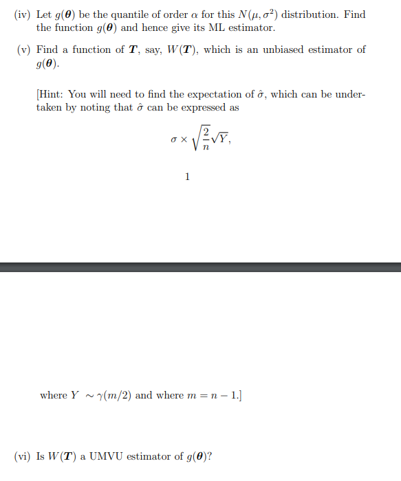 Solved Let X1 X Denote A Random Sample From A N N Chegg Com