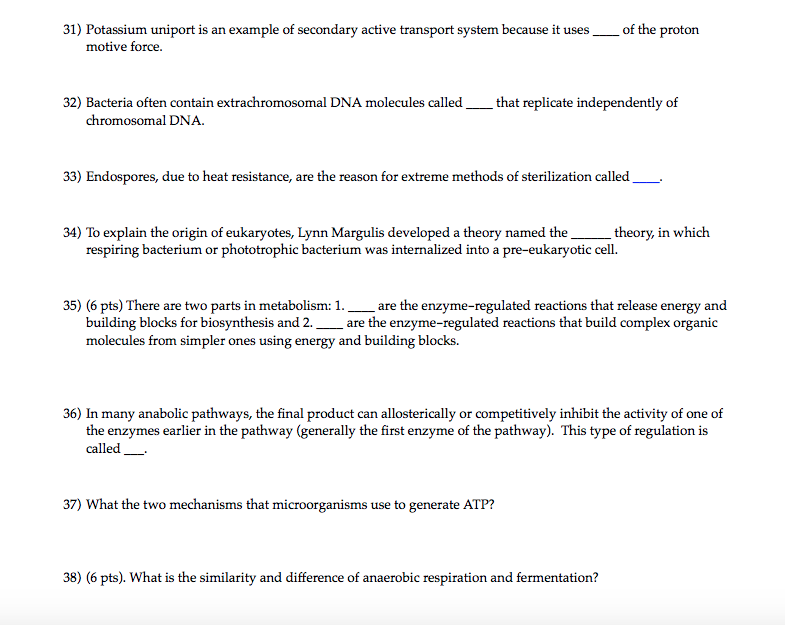 Solved 31) Potassium uniport is an example of secondary