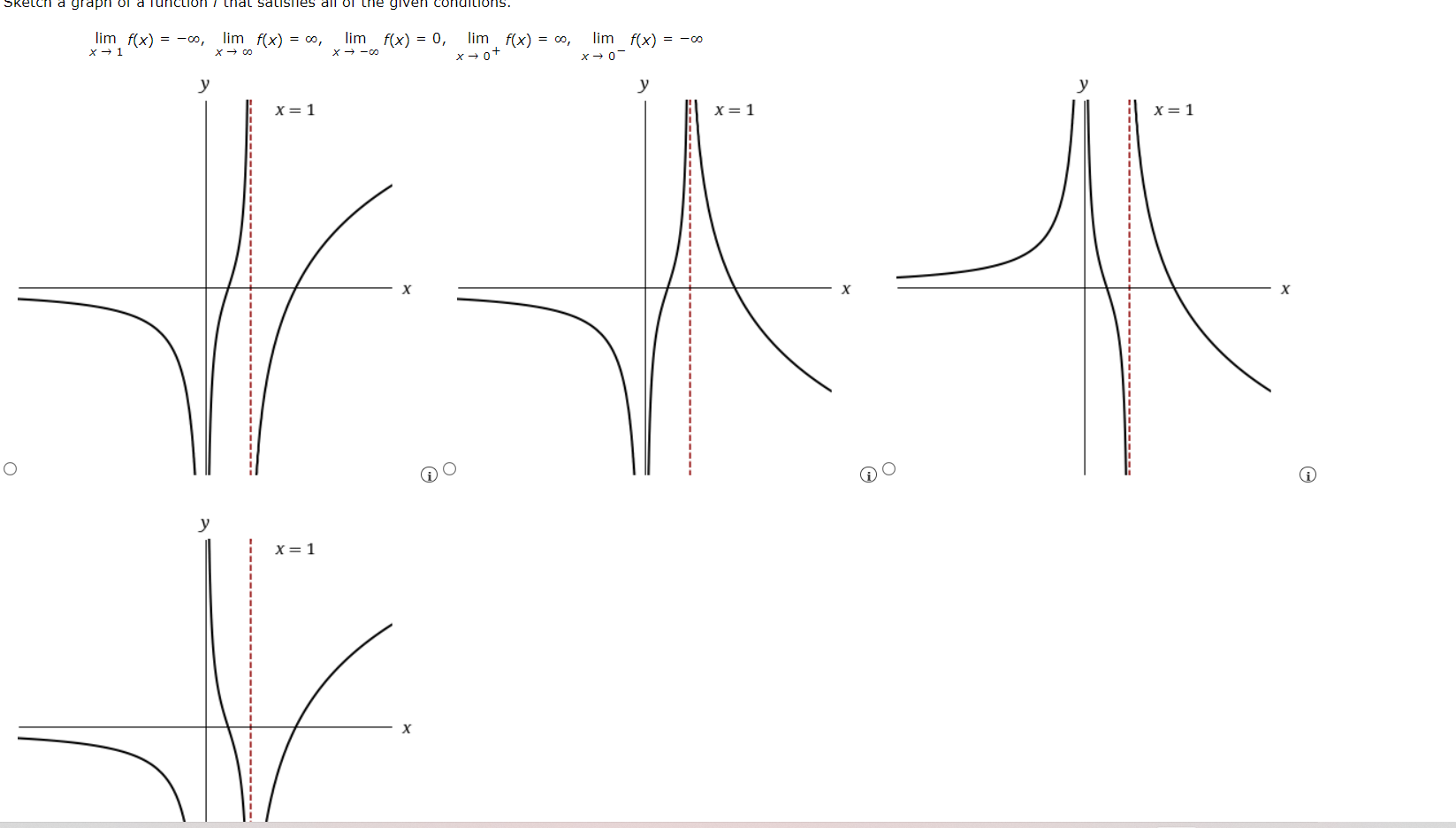 Solved limx→1f(x)=−∞,limx→∞f(x)=∞,limx→−∞f(x)=0,limx→0+f(x)= | Chegg.com