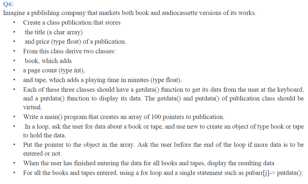 Solved write code in c++, all the bullet points as | Chegg.com