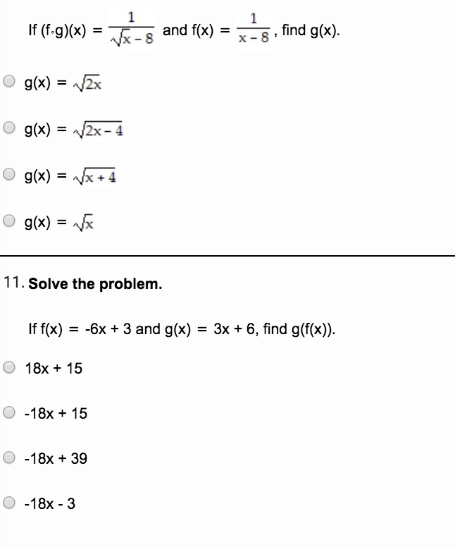 Solved If F X 6x 3 And G X 3x 6 Find G F X