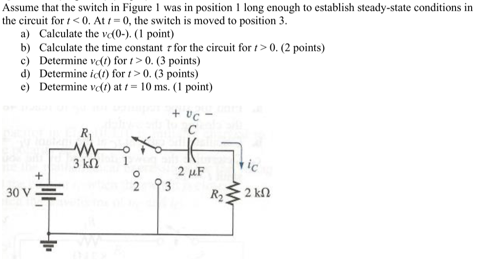 Solved Assume that the switch in Figure 1 was in position 1 | Chegg.com