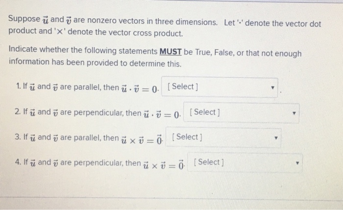 Solved Suppose and are nonzero vectors in three dimensions. | Chegg.com