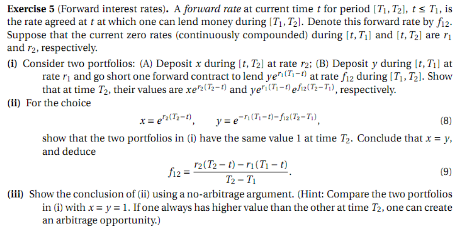 Solved Exercise 5 (Forward interest rates). A forward rate | Chegg.com