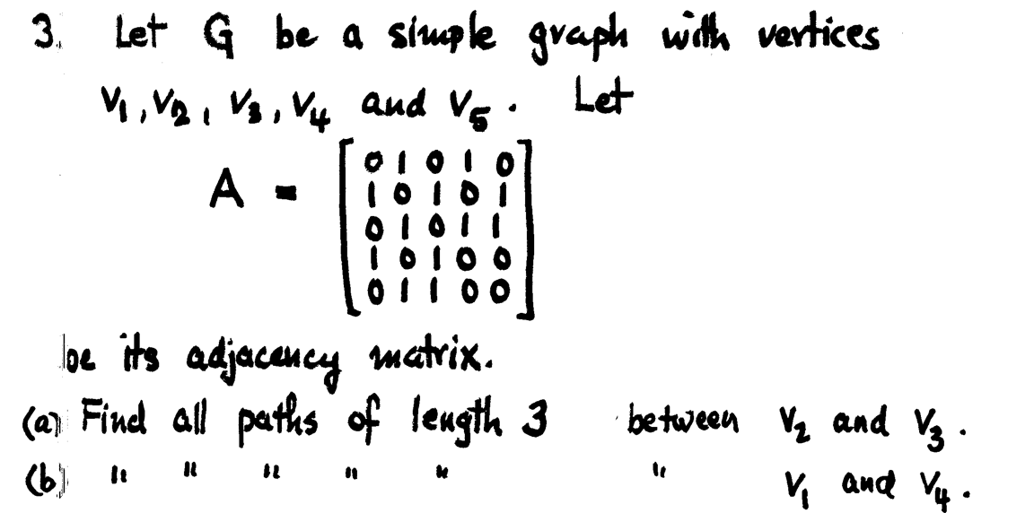 Solved 3. Let G be a simple graph witte vertices ", VB, VB, | Chegg.com