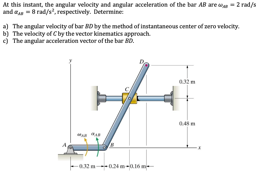 Solved At this instant, the angular velocity and angular | Chegg.com