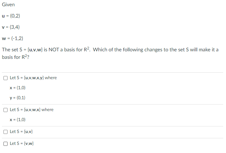 Solved Given x = (2,1,0) y =(3,0,4) z = (0,-1,-1) is S = | Chegg.com