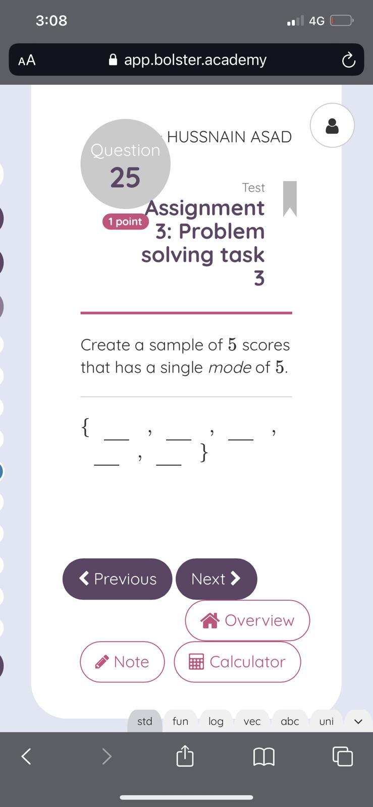 Solved 308 4G AA app.bolster.academy HUSSNAIN ASAD Question